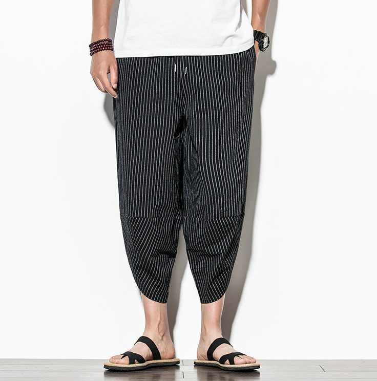 Pantalon japonais traditionnel rayé noir-2.jpg