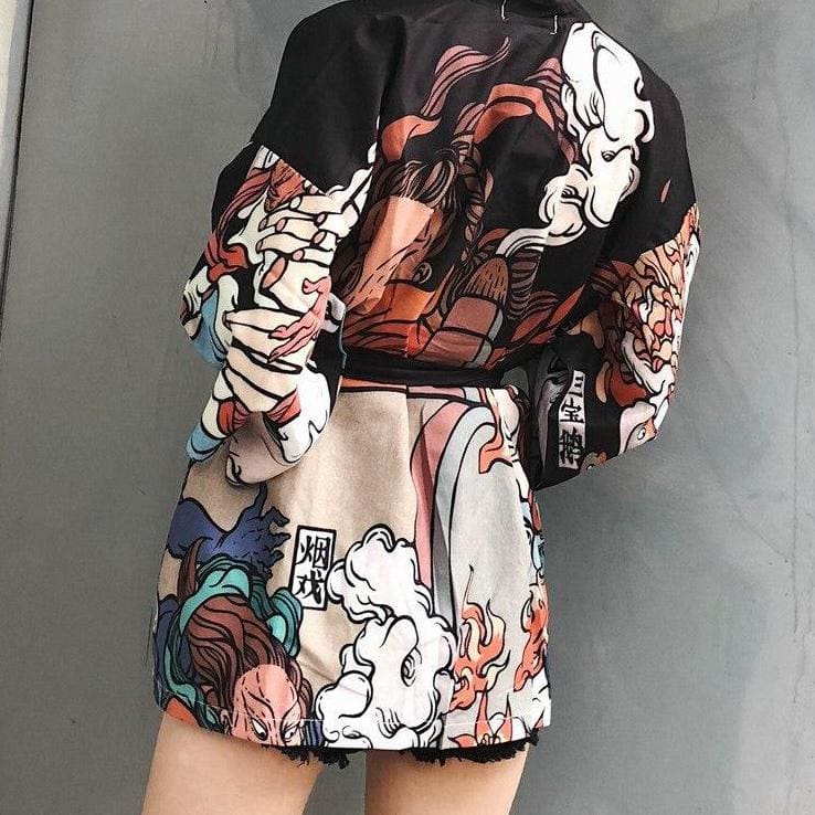 Veste Kimono Noir Estampe Démon-2.jpg