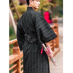 Yukata Kimono Gris Sombre Rayé-2.jpg