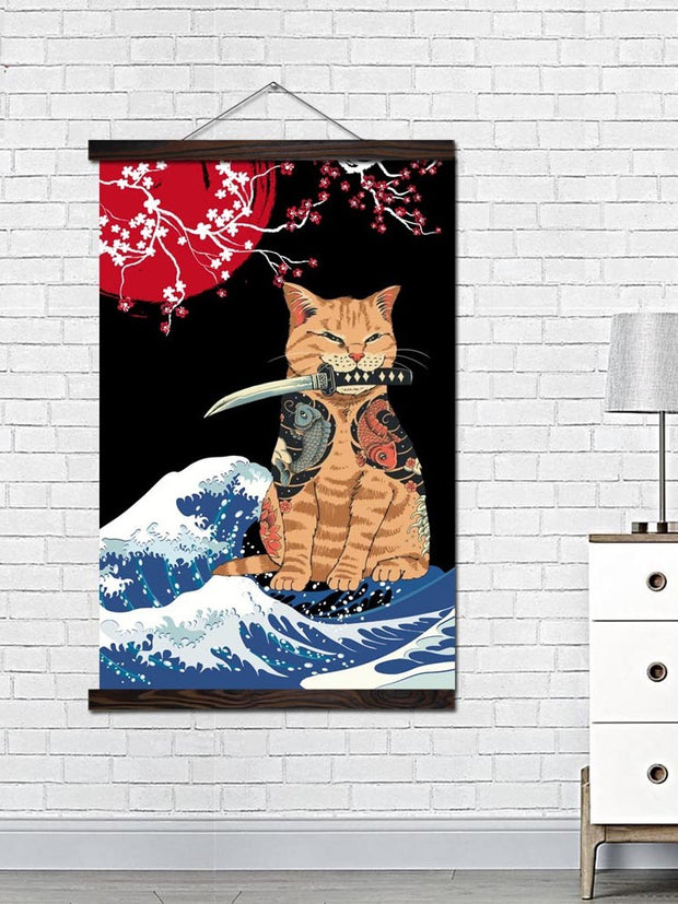 Tableau toile japonaise Neko et Katana-2.jpg
