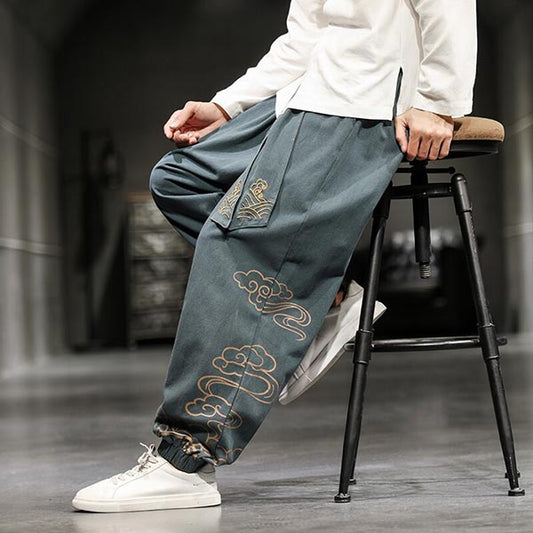 Pantalon large pour homme motifs japonais Kumo-4.jpg