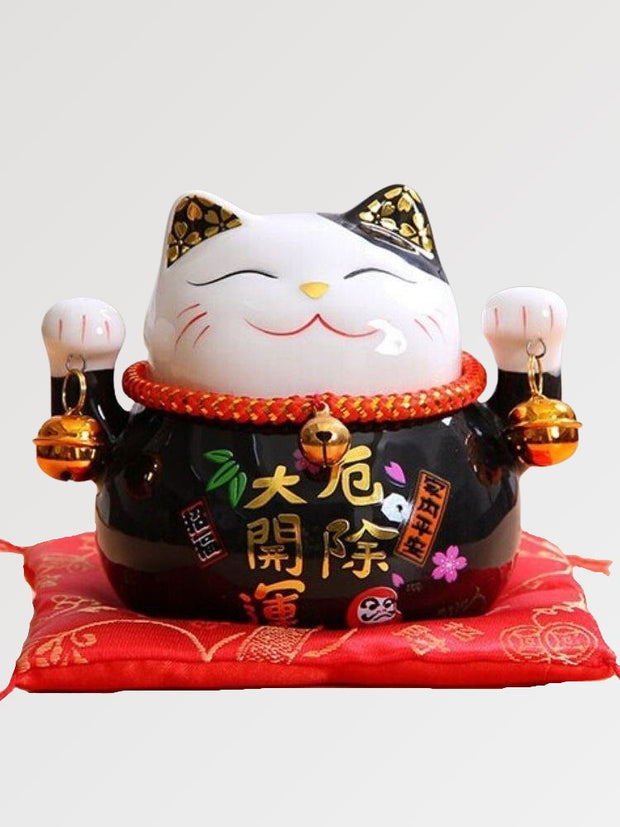 Chat Maneki Neko clochettes noir-1.jpg