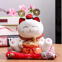 Tirelire Maneki Neko pièces porte bonheur et sac d'or-0.jpg