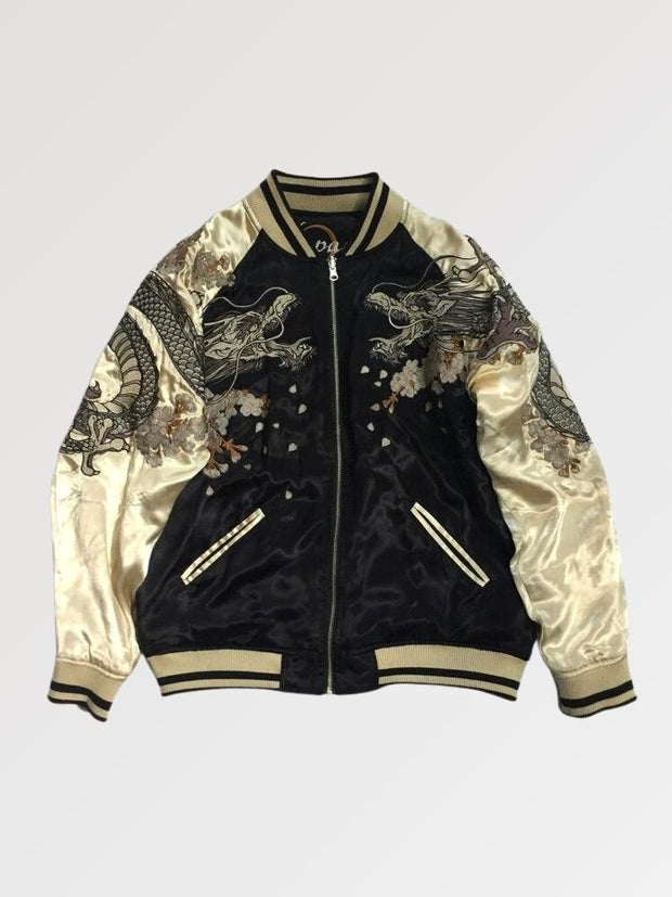 Bomber bicolore beige style Sukajan japonais motif phoenix-1.jpg