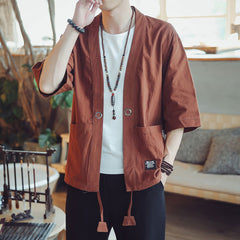 Veste Kimono Homme Moderne à Rayures-0.jpg