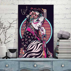 Tableau japonais geisha style futuriste-0.jpg