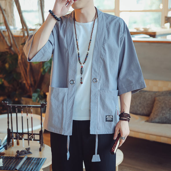 Veste Kimono Homme Moderne à Rayures-2.jpg