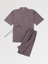 Jimbei traditionnel japonais rayé pêche-2.jpg