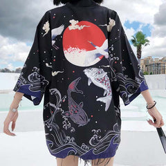 Haori japonais motif ciel de Carpes Koï-1.jpg