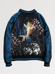 Veste Sukajan bicolore bleu broderie Carpe Koï-0.jpg