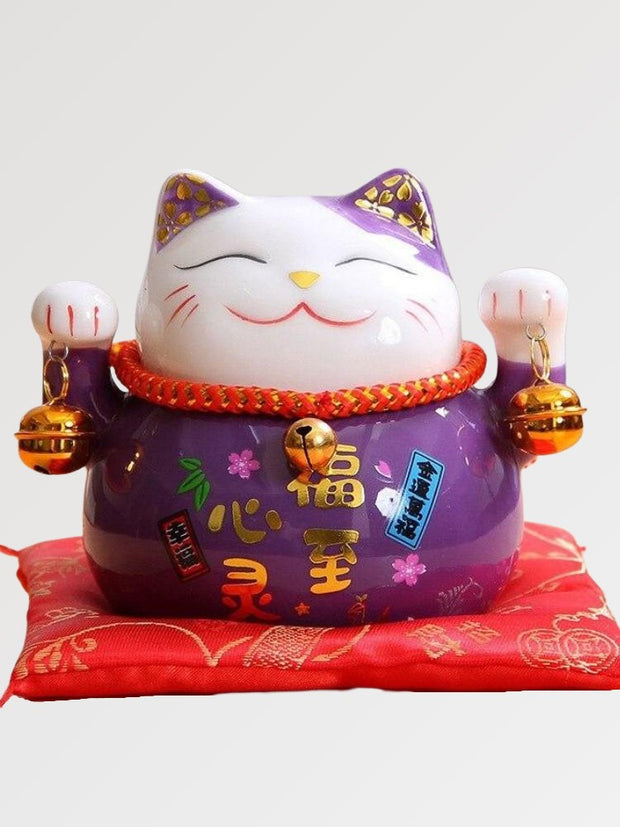 Chat Maneki Neko clochettes violet-3.jpg