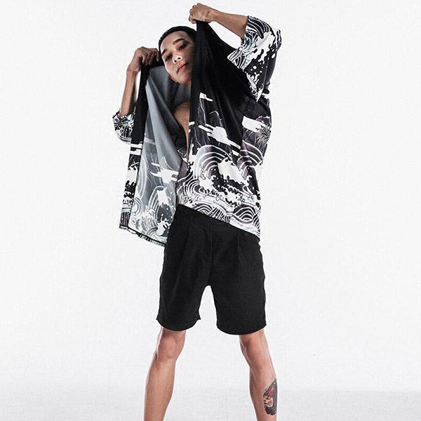 Veste Kimono Homme Dragon Black & White-2.jpg