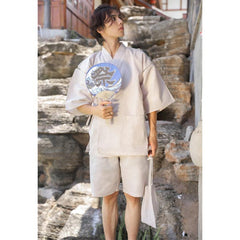 Jinbei japonais pour homme beige-3.jpg