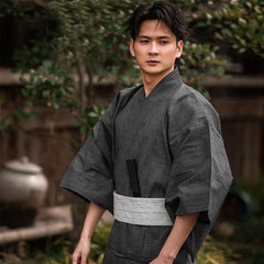 Yukata Homme Coton Gris Foncé-0.jpg
