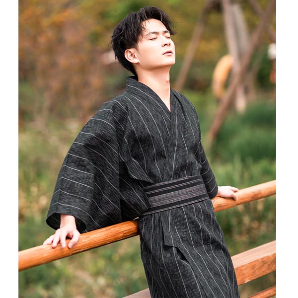 Yukata Kimono Gris Sombre Rayé-3.jpg