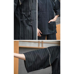 Jimbei japonais pour homme noir à rayures-5.jpg