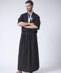 Yukata Homme Noir Motif Eventail