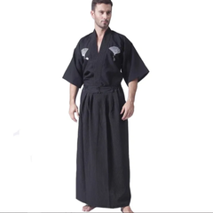 Yukata Homme Noir Motif Eventail