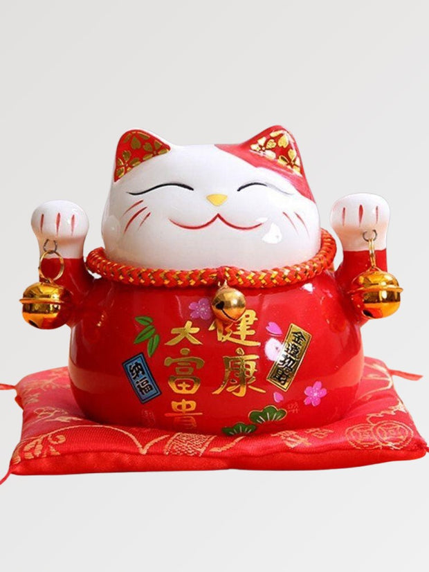 Chat Maneki Neko clochettes rouge-1.jpg