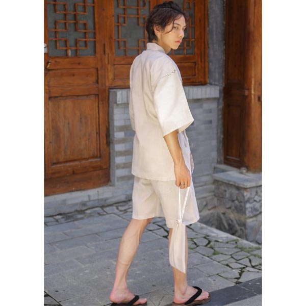 Jinbei japonais pour homme beige-4.jpg