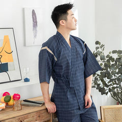 Jinbei japonais à carreaux bleu-0.jpg