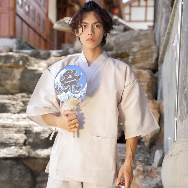 Jinbei japonais pour homme beige-0.jpg