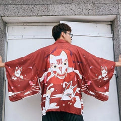 Veste Haori Rouge Masques Japonais-3.jpg
