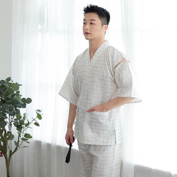 Jinbei japonais à carreaux blancs-1.jpg