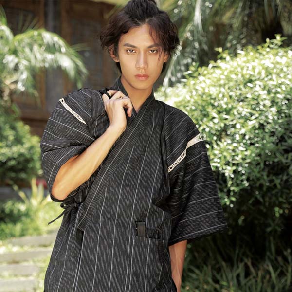 Jimbei japonais gris à rayures-1.jpg