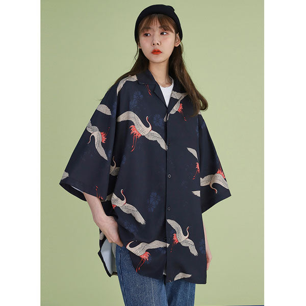 Chemise longue style kimono grues japonaises-2.jpg