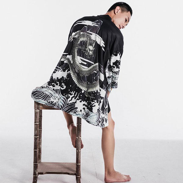 Veste Kimono Homme Dragon Black & White-1.jpg
