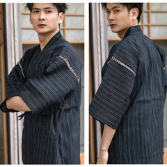 Jimbei japonais pour homme noir à rayures-3.jpg