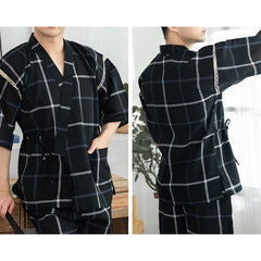 Jinbei japonais à carreaux noir-3.jpg