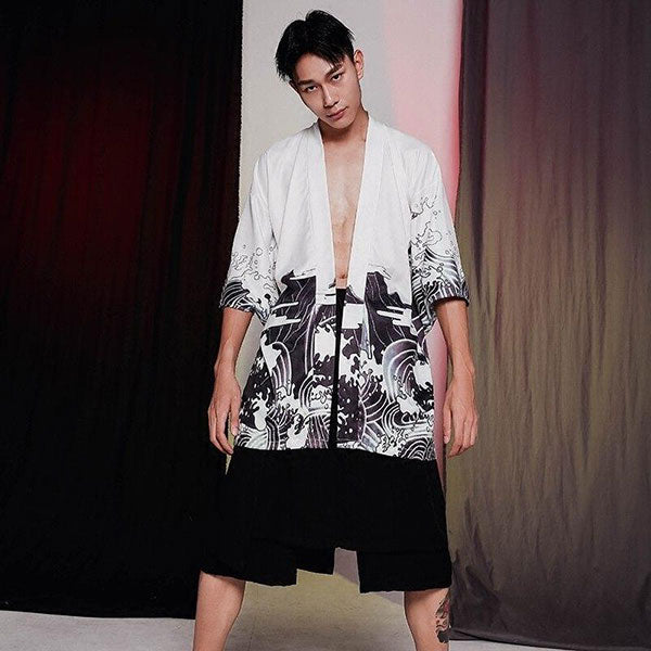 Veste Kimono Homme Dragon Black & White-5.jpg