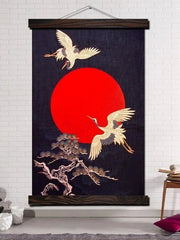 Tableau estampe japonaise envol de grues-0.jpg