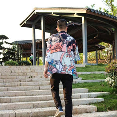 Haori Japonais Orange Unisexe Estampes-4.jpg