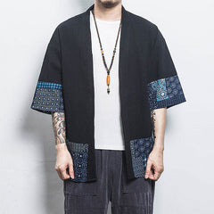 Veste Kimono Homme Motifs Géométriques Bleus-4.jpg