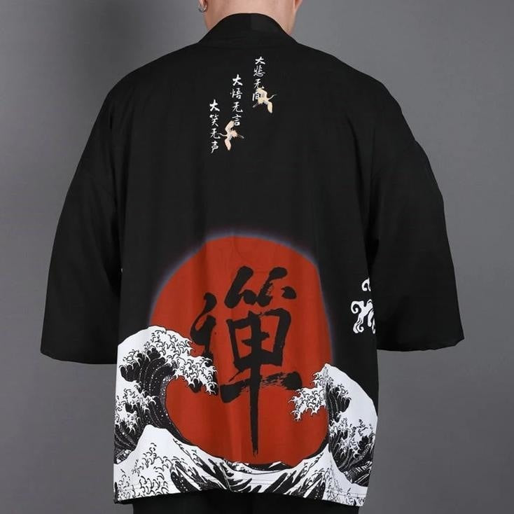 Veste Kimono Noire Soleil Rouge & Vagues-2.jpg