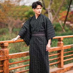 Yukata Kimono Gris Sombre Rayé-0.jpg