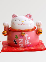 Chat Maneki Neko clochettes rose-3.jpg