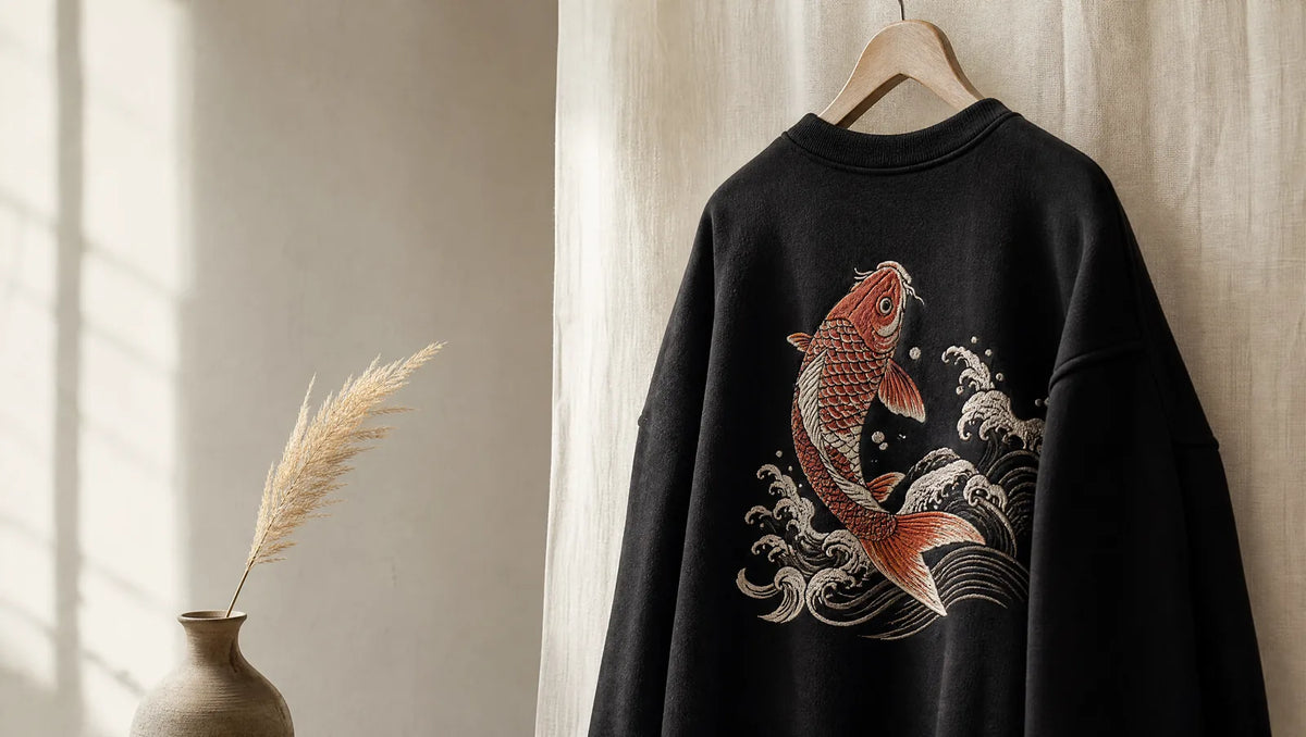 Sweat japonais : ce que disent ses motifs — vague, koï, grue, oni, momiji