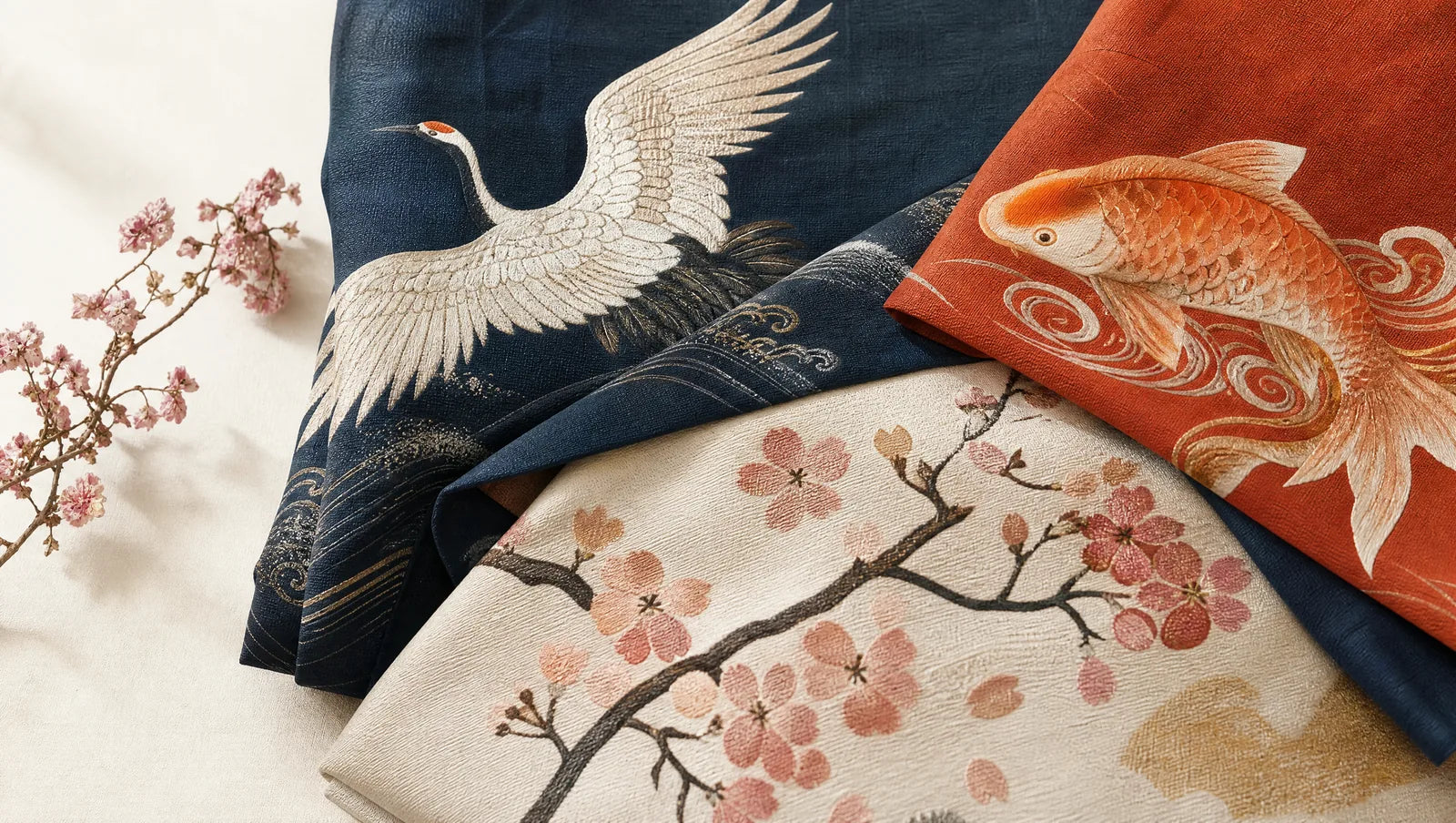 Motifs kimono : lire la grue, la carpe, le dragon et le sakura