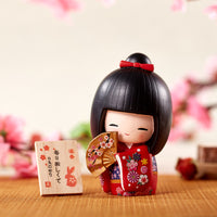 Figurine japonaise traditionnelle en kimono, coloris Rouge