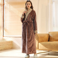 Peignoir Femme Col Châle Polaire, coloris Taupe