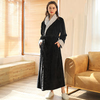 Peignoir Femme Col Châle Polaire, coloris Noir