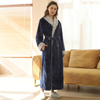 Peignoir Femme Col Châle Polaire, coloris Bleu Marine