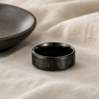 Bague homme tournante noire