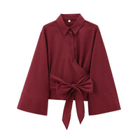 Kimono coton femme cache-cœur, coloris Bordeaux