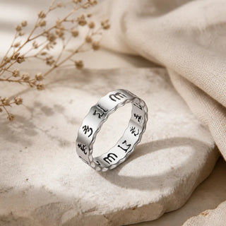 Bague mantra bouddhiste en acier