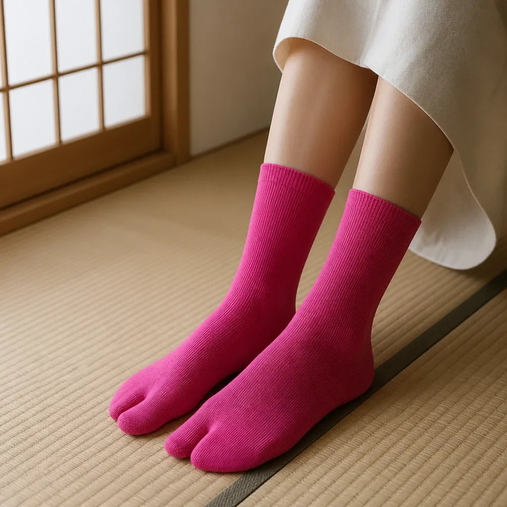 Chaussettes tabi japonaises côtelées